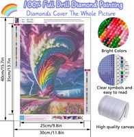 Meilleures ventes : Kit de peinture diamant moderne 5D, peint à la main, motif Tempête arc-en-ciel, écologique, DIY, avec kit complet de diamants, pour décoration intérieure