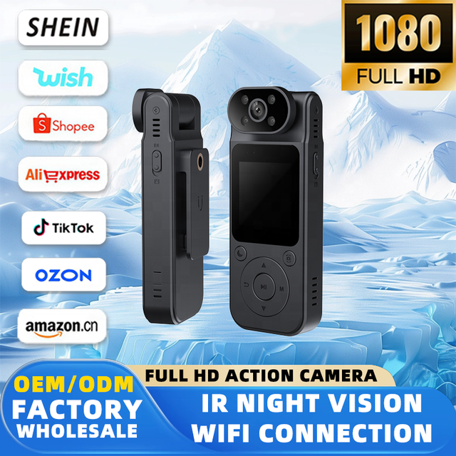 High Quality Sport Camera 1.5 Inch IPS Screen WiFi 130 Wide-Angle Lens 1400mAh Battery Light-Weight 180 Rotation Body Worn L19