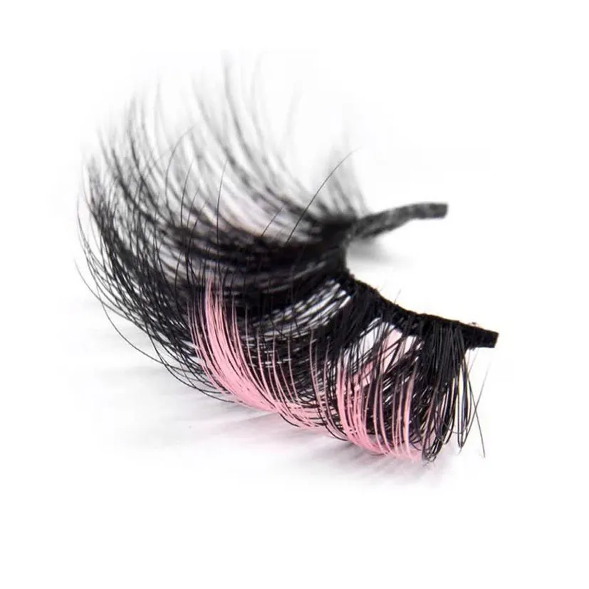Eye end Colored Lashes Natural Dramatic Pink Red Yellow Purple White Cosplay Makeup Fluffy Eyelash Reusable 3d Mink Eyelashes