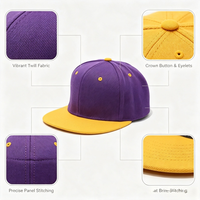 Casquette Snapback Personnalisée 6 Panneaux pour Adultes, Équipe Sportive, Blocs de Couleurs Contrastées, Polyester Acrylique, Style Hip Hop Tendance pour l'Extérieur, Faible MOQ