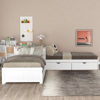 Kainice Cadre de lit moderne en bois blanc Rangement de luxe en bois pour le salon Derniers modèles de lit d'angle Lit gigogne en mélamine Lits jumeaux