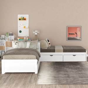 Kainice Cadre de <span class=keywords><strong>lit</strong></span> moderne en bois blanc Rangement de luxe en bois pour le salon Derniers modèles de <span class=keywords><strong>lit</strong></span> d'angle <span class=keywords><strong>Lit</strong></span> <span class=keywords><strong>gigogne</strong></span> en mélamine Lits jumeaux - Product Image 3