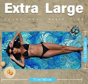 Serviette de plage plate légère en microfibre sans sable Design compact absorbant à séchage rapide essentiel pour le <span class=keywords><strong>camping</strong></span> piscine été - Product Image 2