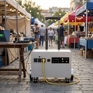 Générateur solaire portable sur chariot 5000W, triple sortie AC, double panneau PV, USB-C, pour camping, usage industriel et extérieur - Product Image 1