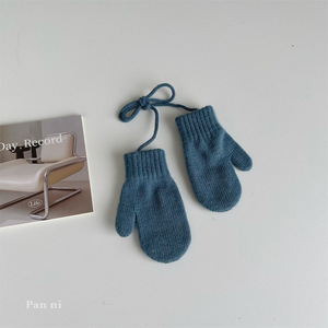 1-4 ans Enfants Petite Fille Garçon Hiver Chaud Plein Doigt Uni Tricoté Halter Gants Mitaines pour Usage Quotidien Extérieur - Product Image 5