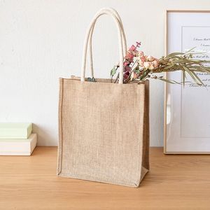 กระเป๋าปอกระเจาสไตล์เรโทร, กระเป๋าโท้ทปอกระเจาหนา, กระเป๋าเก็บของเรียบง่ายความจุขนาดใหญ่, หนาขึ้น, กันน้ำและพกพาสะดวกสำหรับการเดินทางและออกนอกบ้าน - Product Image 2