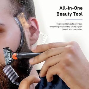 Kit de gabarits professionnels pour la mise en forme de la barbe avec logo personnalisé, outil de guide de toilettage pour barbier, peigne de coiffage pour poils du visage - Product Image 3