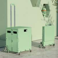 Chariot utilitaire pliable avec roues d'escalade 75L caisse roulante pliable chariot à provisions boîte à outils pour un usage quotidien