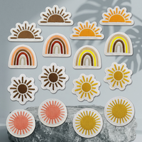 Meilleures ventes : Accessoires de mode polyvalents, patchs brodés à la machine pour vêtements, motifs dessin animé soleil, patchs en tissu brodé
