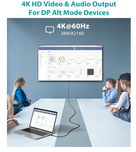 USB-C mâle DP femelle <span class=keywords><strong>adaptateur</strong></span> 4K 60HZ 3D HDR <span class=keywords><strong>ARC</strong></span> HDCP Compatible pour <span class=keywords><strong>HDMI</strong></span> Audio/vidéo pour ordinateur portable/tablette bureau PVC veste - Product Image 6
