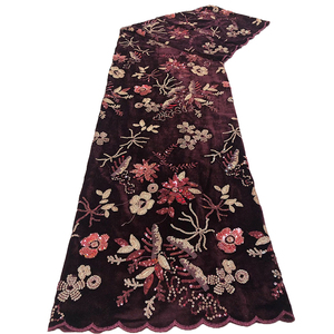 Nuevos productos tela de encaje de terciopelo africano tela de encaje bordado de lentejuelas elegante francés para vestido de fiesta - Product Image 1