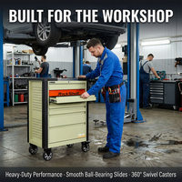 Armoire à outils à roulettes Rockshell, coffre à outils en acier inoxydable de haute qualité, chariot de rangement d'outils professionnel de grande capacité pour atelier