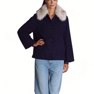 เสื้อโค้ทขนสัตว์ผู้หญิงพร้อมปกขนสัตว์เทียม - แฟชั่นฤดูหนาวทรงโอเวอร์ไซส์แบบกระดุมแถวเดียว - Product Image 3