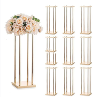 Décorations de Mariage de Haute Qualité Colonne Rectangle Haute Support de Fleurs en Fer Métallique Doré pour Centre de Table
