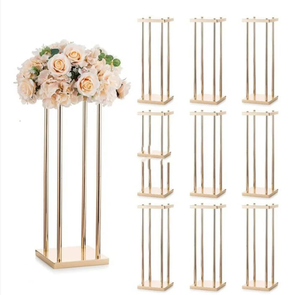 Décorations de Mariage de Haute Qualité <span class=keywords><strong>Colonne</strong></span> Rectangle Haute Support de Fleurs en Fer Métallique Doré pour Centre de Table - Product Image 4
