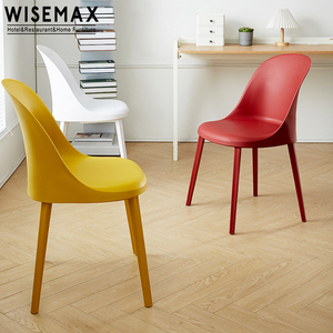 Muebles de Comedor Modernos WISEMAX, <span class=keywords><strong>Silla</strong></span> de Comedor Redonda con Cojín, <span class=keywords><strong>Silla</strong></span> Económica de Plástico PP Ligero sin Brazos - Product Image 4