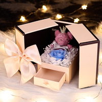 Coffret Cadeau Rose Haut de Gamme Double Porte pour Bijoux Fleur Éternelle Cadeau Nouveauté Saint-Valentin