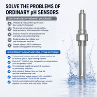 Sonde de pH numérique spéciale pour système de refroidissement liquide (CDU) avec capteur RS485 M12, type EG25, OEM, en acier inoxydable 316, précision 0,1 pH