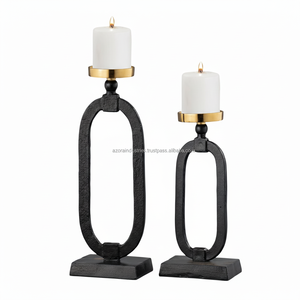 Royal Wonderful Classic Metal Iron Wire Tea Light Candelabros Nuevo Diseño 3 Soporte Base Oro Acabado brillante Cristal para el hogar - Product Image 1