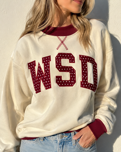 Sudadera Oversize Personalizada para Mujer con Bloques de Color, Cuello Redondo, Parche de Letras con Puntos Cosidos, Estilo Vintage Streetwear - Product Image 2