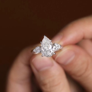 Real White Lab Grown Diamond Ring 18k Gold Pear Cut VVS Engagement Ring Customizable Fine Jewelry for Women - Product Image 3