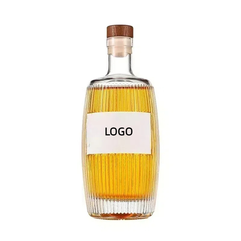 Custom 500ML Empty Round Glass Wine Bottle Transparent High Quality Glass Liquor Whisky Vodka Bottle with Lid