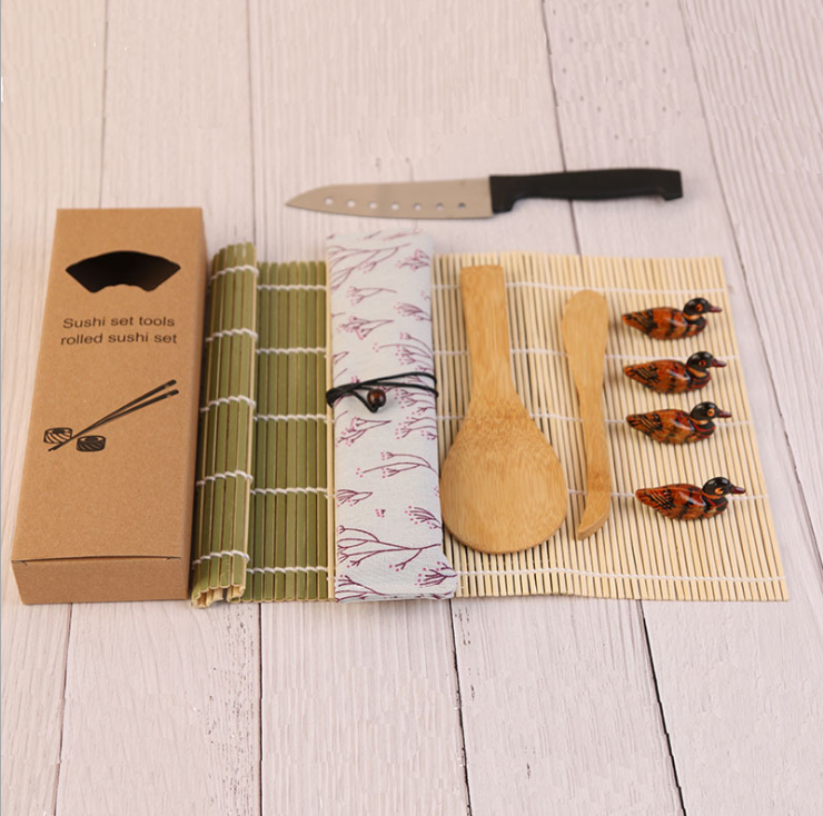 Kit de máquina de sushi de bambu ecológico de alta qualidade, ferramenta DIY para fazer sushi, rolo para cozinhar em casa e fazer sushi para iniciantes