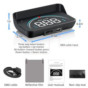 Pare-brise de voiture HUD Combiner OBD2 Compteur de vitesse numérique Affichage LCD RPM Volt Température de l'eau Kilométrage Survitesse Fatigue <span class=keywords><strong>Distance</strong></span> de conduite - Product Image 4