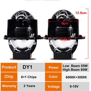 YHKOMS 3 pulgadas DY1 láser amarillo LED faros Ultra brillante 20000LM 55W/80W todo en uno haz alto/bajo coche de conducción nocturna Superior - Product Image 5