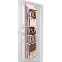 Organisateur de porte-sacs à main mural pliable à 6 poches, avec fermeture éclair, pour vêtements, foulards, chapeaux, leggings, en tissu Oxford