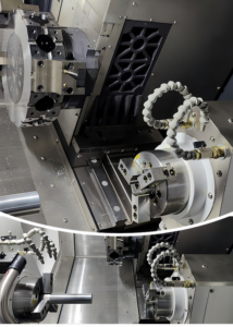 Centro di tornitura e fresatura CNC a letto inclinato con doppio mandrino asse Y/<span class=keywords><strong>C</strong></span>, torretta motorizzata, per lavorazioni pesanti - Product Image 2