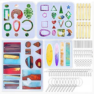 ชุดอุปกรณ์จี้กุญแจอีพ็อกซี่ถาดแม่พิมพ์คริสตัลอีพ็อกซี่ DIY,แม่พิมพ์ซิลิโคนเรซิ่นสำหรับเครื่องประดับ - Product Image 2