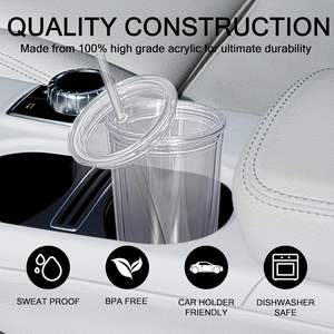 हमारे गोदाम में 24 औंस बर्फ ग्लोब कप डबल दीवारों को भूसे और लिड्स के साथ साफ प्लास्टिक कप स्नोग्लोब टंबलर कप - Product Image 2