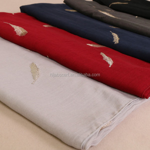 มุสลิมฮิญาบเลดี้แววห่อปักขนผ้าคลุมไหล่ผ้าพันคอผ้าพันคอผ้าฝ้าย - Product Image 2