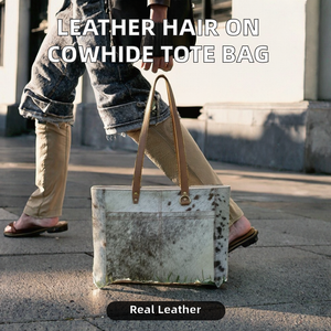 Sac fourre-tout en cuir de vachette pour femme, sac à main élégant et tendance, sac à bandoulière quotidien imperméable avec fermeture éclair et broderie en coton - Product Image 2