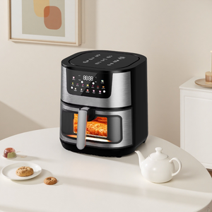 Horno de 110V y 15L con función de freidora de aire, control táctil, de aluminio, antiadherente, con ventana de visualización, para cocina doméstica, freidora de aire de exportación - Product Image 1