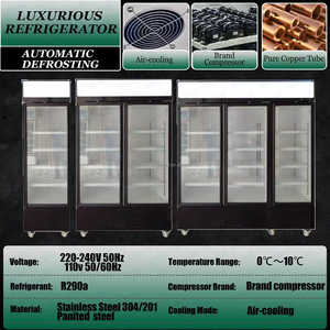 frost free 3 door upright chiller showcase commercial fruit and vegetable display refrigerator - Product Image 3