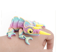 Vashine Figurine d'animal biomimétique imprimée en 3D, flexible, anti-stress, en forme de caméléon, triceratops ou lézard, jouet sensoriel, décoration de bureau, cadeau