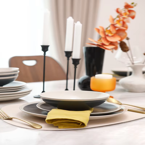En septembre, nous présentons une assiette de dîner familiale en céramique émaillée colorée et givrée, qui combine des tasses familiales modernes et simples. - Product Image 3