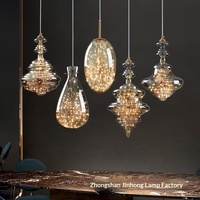 Lustre en verre et fer forgé, style nordique post-moderne, créatif, de luxe léger, pour bar, chevet, chambre et salle à manger, tendance influenceur