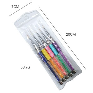 Pincel delineador de uñas largo con mango de diamantes de imitación, bolígrafo de pintura de detalles coloridos para manicura DIY y arte de uñas - Product Image 6