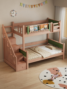 Экологичная двухъярусная кровать из массива дерева с большим пространством для хранения для детской комнаты - Product Image 5