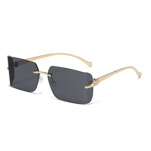 Women's <b>Frameless</b> Sunglasses UV400 PC Lens Gold <b>Frame</b> Light Weight For Outings Driving Parties - Product Image 5