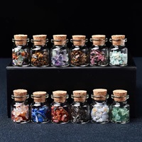 Bouteille de pierre de gravier en cristal rose naturel Pierres précieuses Puces de cristal de quartz clair Bouteille de souhaits pour cadeau de guérison