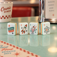 Ensemble de Mahjong Américain de Luxe Menthe Teal, Tuiles aux Couleurs Précises (95%+ de conformité Pantone), Acrylique Pastel, Style Mid-Century, Thème Vacances, Fabrication Mahjong