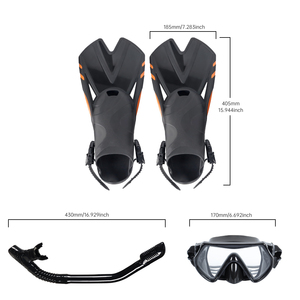 180 °   ชุดดำน้ำแบบ Ultra Wide View Snorkel พร้อมหน้ากากดำน้ำแบบ Dry Top และครีบแบบเปิดส้นเท้าปรับได้ ทำจากซิลิโคนทั้งชิ้น อุปกรณ์ดำน้ำสำหรับผู้ใหญ่ - Product Image 6