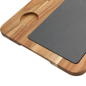 Acacia Wood Cheese Board <b>Square</b> With Knife And Fork <b>Set</b> For Kitchen Serving Tray Bread Cheese Plate Accessories - Product Image 3