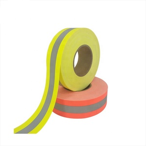 High Visibility Fluo Yellow <b>Red</b> Silver Reflective <b>Ribbon</b> Strips Warning Tape for Safety Garments - Product Image 1