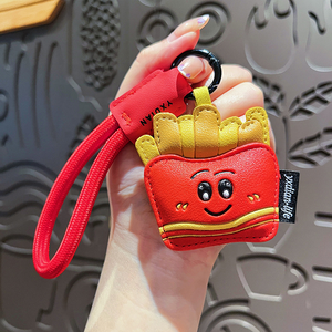 Lindo Llavero de Cuero PU Ecológico y Duradero con Diseño de Comida (Papas Fritas, Café, Helado) – Colgante de Juguete para Bolsos, Regalo para Niñas - Product Image 4