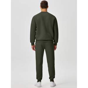 Custom Men's Comfortable <b>Quilted</b> 2-Piece Casual Outfits Crewneck <b>Sweatshirt</b> & Joggers Sweatpants for Jogging & Sports - Product Image 3